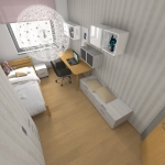 Studentský pokoj, nový nábytek, tapety